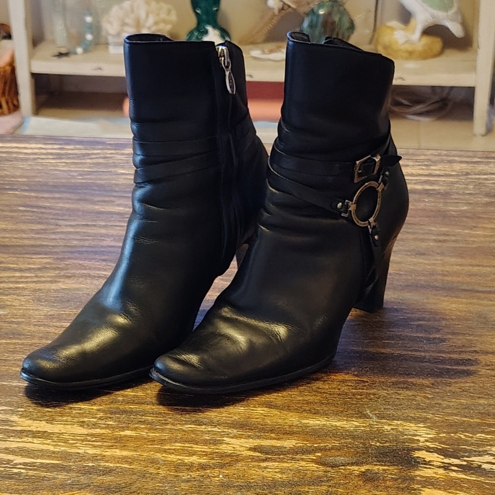 Harley Davidson Black Leather Moto Ankle Boots Sons Of Anarchy Biker Size 6.5 - Picture 2 of 12